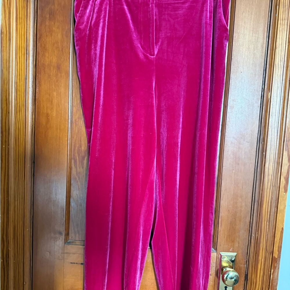 Skies Are Blue Velvet Wide Leg Pants in Vibrant Pink Size 1X